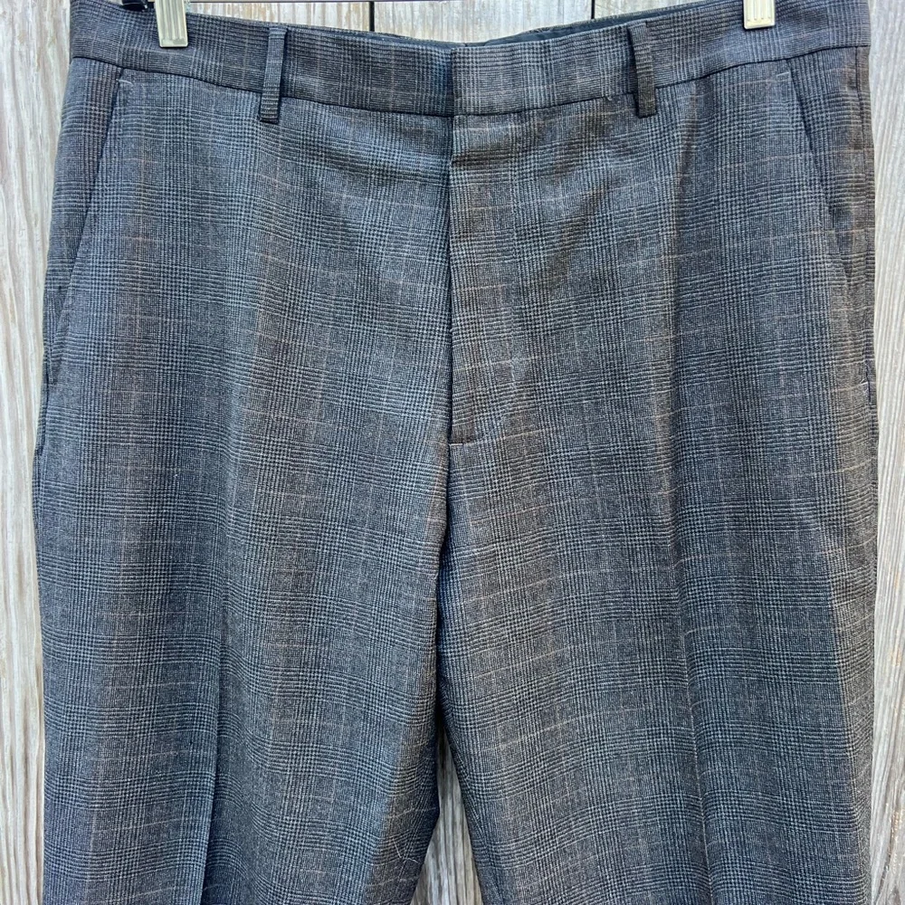 BANANA REPUBLIC Brown Plaid 100% Wool Dress Plaid Pants Men’s 38x32